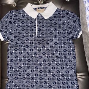 Gucci Blue and White Monogram Polo Shirt